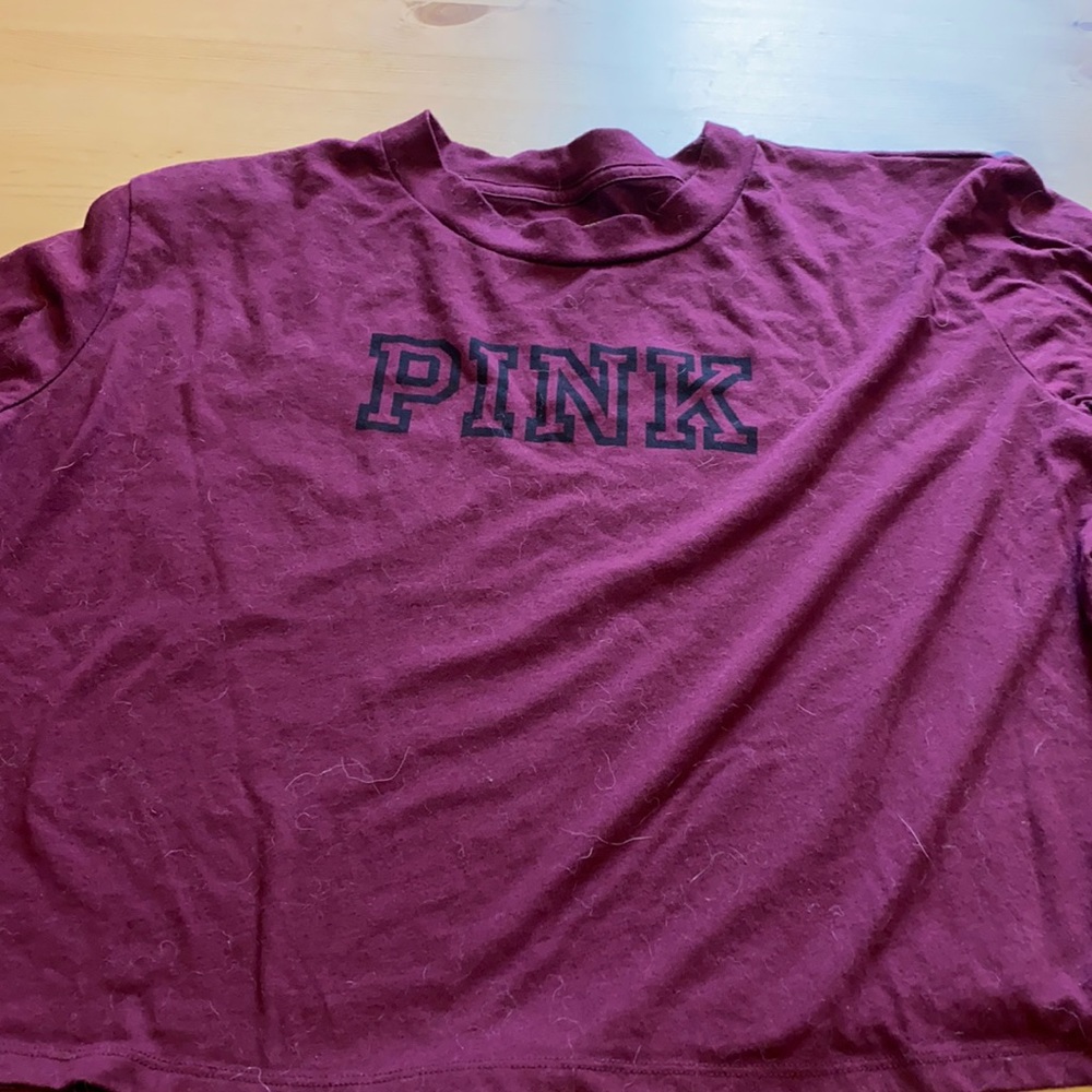 Pink long sleeve crop top size large